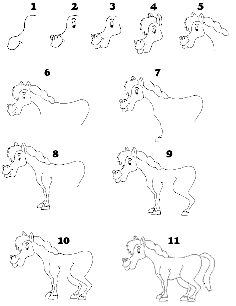 how to draw horses